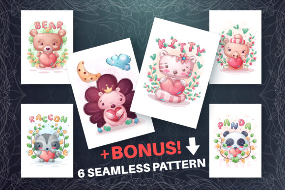 Cute Animal with Heart: A Versatile Design Resource for Creative Projects