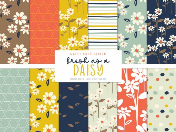 Digital Paper Fresh As a Daisy Set of 12
