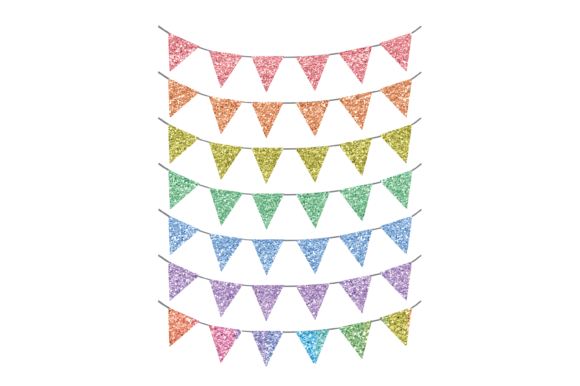 Glitter Rainbow Bunting Flags Graphics: A Versatile Design Element for Modern Creatives