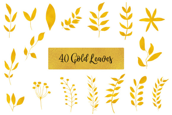 Gold Leaves Floral Clipart: A Versatile Design Element for Creative Projects