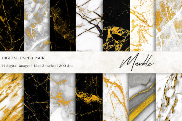 Gold Marble Digital Papers