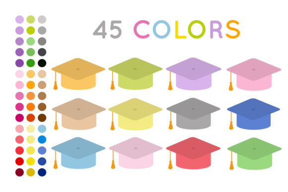 Graduation Cap Clipart, Rainbow Hats: A Versatile Digital Resource for Creative Projects