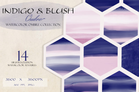 Indigo Blush Watercolor Texture Set