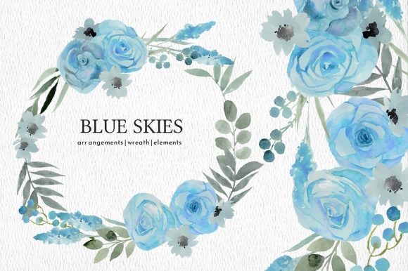 Light Blue Floral Watercolor Clipart Set: A Versatile Design Resource for Every Project