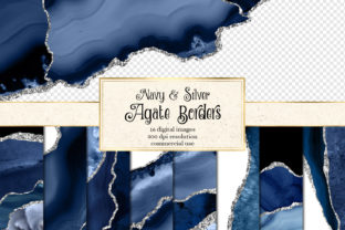 Navy and Silver Agate Borders