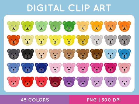 Teddy Bear Face ClipArt Set