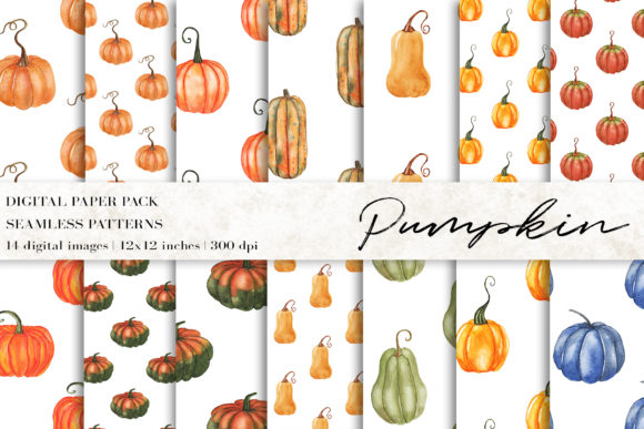 Watercolor Pumpkin Digital Papers